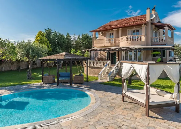 빌라 Maxim With Private Pool & Tennis Court Halikounas